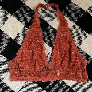 Victoria’s Secret Deep V Halter Lace Bralette | M